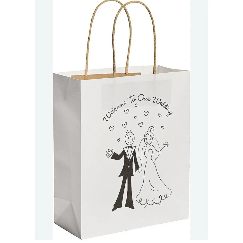 18 HAPPY CoUPLE Welcome To Our WEDDING Kraft Party Favor‎ GIFT BAGS 9